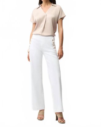 Joseph Ribkoff Collared V-Neck Satin Boxy Top In Parchment