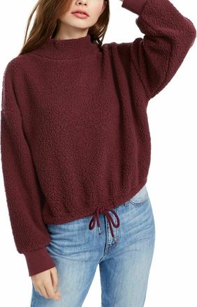 Hippie Rose Juniors Mock-Neck Sherpa Pullover Purple Size Large
