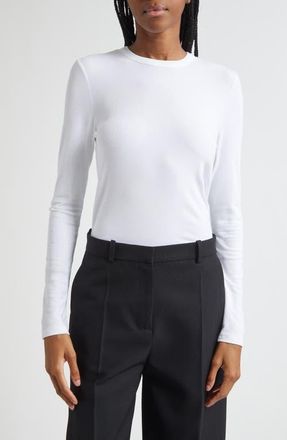 Vince Luxe Long Sleeve Crewneck Top in Optic White at Nordstrom, Size Xx-Small