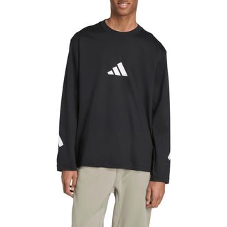 adidas Z.N.E. Oversize Long Sleeve Cotton Graphic T-Shirt in Black/White at Nordstrom, Size X-Large
