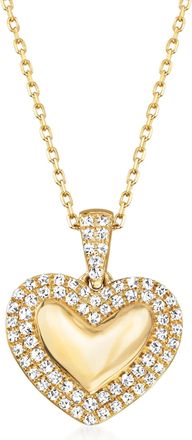 RS Pure by Ross-Simons Diamond Heart Pendant Necklace in 14kt Yellow Gold