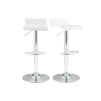 Miliboo Miliboo - Set De 2 Taburetes De Cocina Blancos Con Madera Y Acero Cromado Surf V2