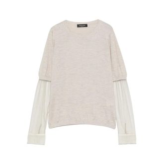 Fabiana Filippi Mesh-panel Round Neck Jumper - female - Fabiana Filippi - Cashmere Knitwear - Beige - XS - Knitwear