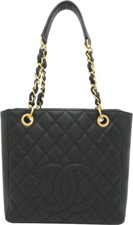 Chanel Black Grained Calfskin Tote Bag (Pre-Owned)