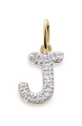 Monica Vinader Lab Grown Diamond Initial Pendant Charm in 14K Gold J at Nordstrom