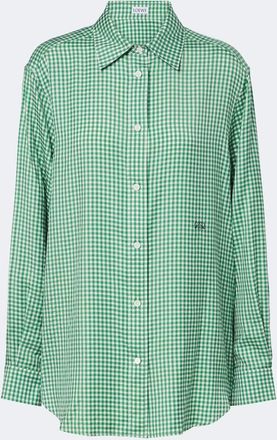 Loewe Camicia Double L in twill di seta a quadri