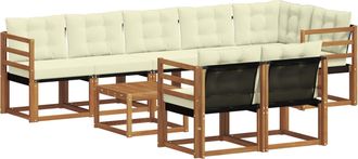 vidaXL Conjunto De Sof&aacute;s De Exterior 9 Uds. Natural Y Crema Vidaxl