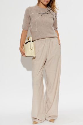 Fabiana Filippi Wool Trousers With Straight-leg Cut, Womens, Beige