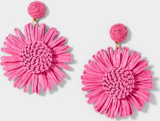 Simons Womens Large raffia flower earrings