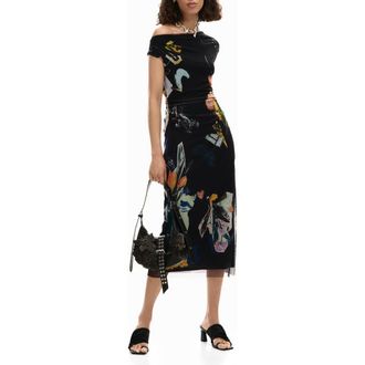 Desigual Floral Print Sleeveless Dress in Black at Nordstrom, Size X-Large