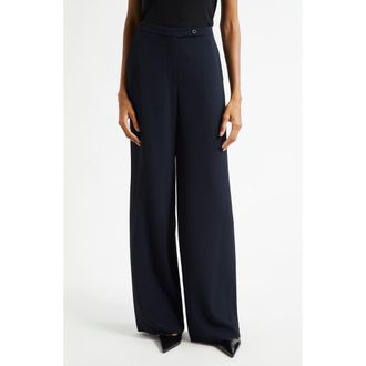 Emporio Armani Wide Leg Pants in Navy Blue at Nordstrom, Size 4 Us