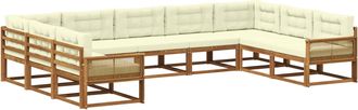 vidaXL Conjunto De Sof&aacute;s De Exterior 9 Uds. Natural Y Crema Vidaxl