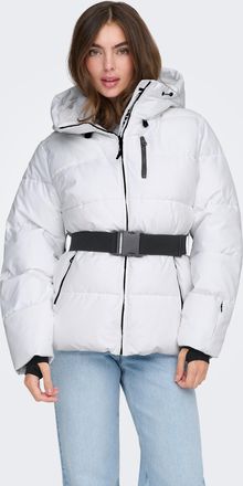 Only Steppjacke ONLY ONLHARPER LIFE BELTED PREMIUM JACKET OTW, Damen, Gr. XL, hellwei&szlig;, Web, Obermaterial: 100% Polyester, unifarben mit Farbeinsatz, Jacke