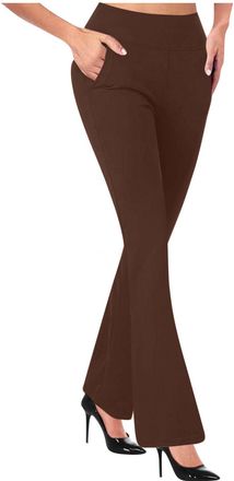 Generic Flared Leggings Women High Waisted Bootcut Stretchy Gym Trousers Sports Slim Straight Leg Trousers Comfy Casual Work Dress Pants Tummy Control Workout