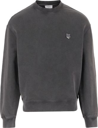 Maison Kitsun&eacute; Crew Neck Cotton Sweatshirt With Embroidered Fox Logo