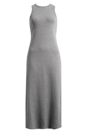 Nordstrom Stretch Cotton Microrib Tank Dress in Grey Dark Heather at Nordstrom, Size Xx-Large
