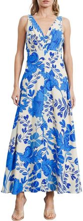 Ciebon Marek Sleeveless Floral Maxi Sundress in Blue at Nordstrom, Size X-Small