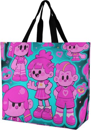 Generic Cartoon Print Shopping Bag Waterproof Handbag Large Capacity Tote Bags For Picnic Daily Use Travel
