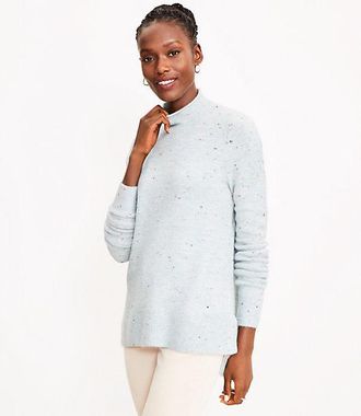 LOFT Petite Flecked Mock Neck Tunic Sweater