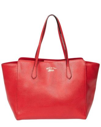 Gucci Red Grained Leather Medium Swing Tote (Authentic Pre-Loved)