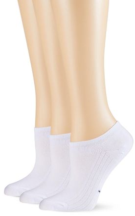 Pompea Womens Cotton Ankle Socks, Bianco (Bianco 0024), S/M (35/38) (Pack of 3)