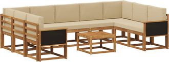 vidaXL Conjunto De Sof&aacute;s De Exterior 10 Uds. Natural Y Beige Vidaxl