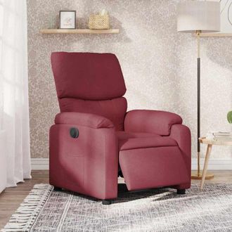 vidaXL Sill&oacute;n Reclinable El&eacute;ctrico Tela Rojo Tinto Vidaxl