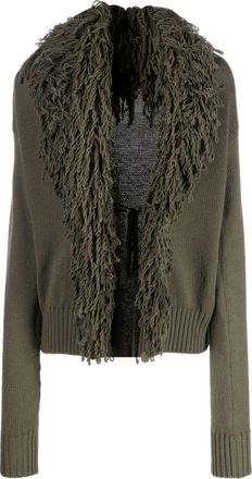 Blumarine fringed wool cardigan - women - Virgin Wool - S - Green
