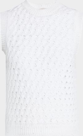 PESERICO Sleeveless Open-Knit Sequin Sweater