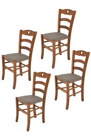 Tommychairs Tommychairs 4 Sillas Cuore En Haya Color Nuez Claro, Asiento Tela Corzo