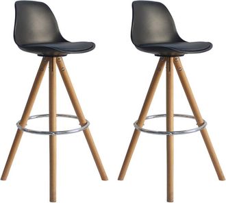 Happy Garden Juego de 2 taburetes escandinavos TOBIAS negros con cojín