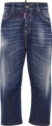 Dsquared2 bleached-wash cropped jeans - women - Elastane/Cotton/Calf Leather - 40 - Blue