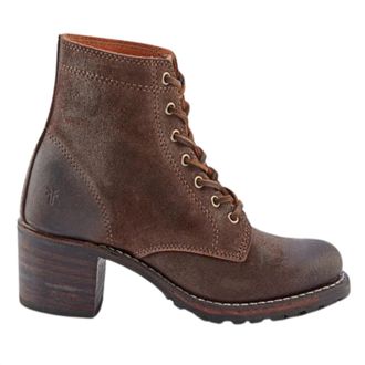 Frye Womens Sabrina 6G Lace Up Boots In Dark Brown