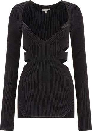 Nensi Dojaka Nensi Dojaka, Truien & Vesten, Dames, Zwart, S, Polyester, Geribbeld Zwart Top Aw 23