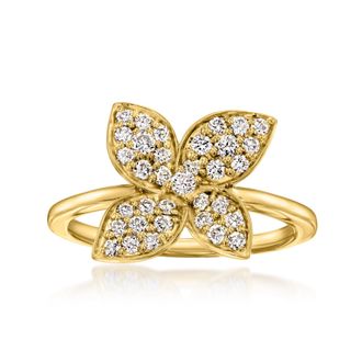 Ross-Simons Lab-Grown Diamond Flower Ring in 18kt Gold Over Sterling