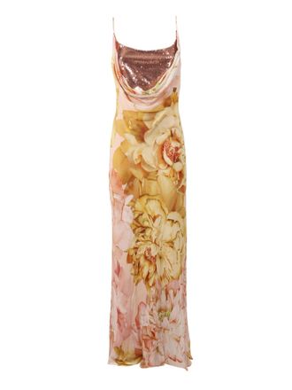 Clips Pastel Floral Sequined Maxi Dress