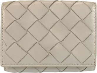 Bottega Veneta White Intrecciato Wallet (Tri-Fold) (Pre-Owned)