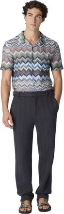 Missoni Short-sleeved Viscose Chevron Shirt With Snake Pattern in Beige& White at Nordstrom, Size 54 It