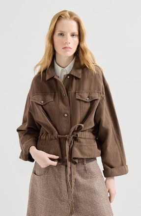 Brunello Cucinelli Garment-dyed cover outerwear jacket in Cigar at Nordstrom, Size 42 It