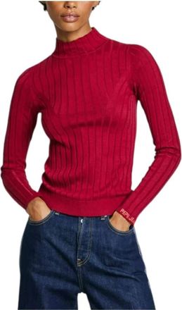 Pepe Jeans London Turtlenecks, female, Red, Size: XS Elegant Turtleneck Jersey