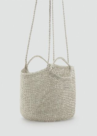 Mango Borsa mini tracolla tessuto argento - Donna - Taglia unica - MANGO
