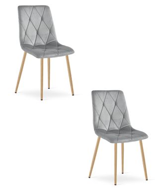 OEM Silla Libra - Terciopelo Gris Claro / Patas Color Madera X 2