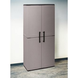 Dmora Armario Para Exteriores O Interiores Multiusos, Estantes De Polipropileno De 2 Puertas Y 3 Ajustables, 100% Made In Italy, 68x37h163 Cm, Color Gris, C
