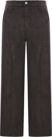 Ami Broeken, Heren, Grijs, M, Katoen, Katoenen Corduroy Broek met Wijde Pasvorm