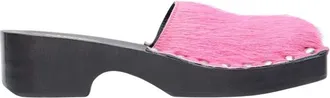 Acne Studios Hairy Wood Clogs - Dames - Muiltjes - Roze - 37 EU - Leer - Schoenen