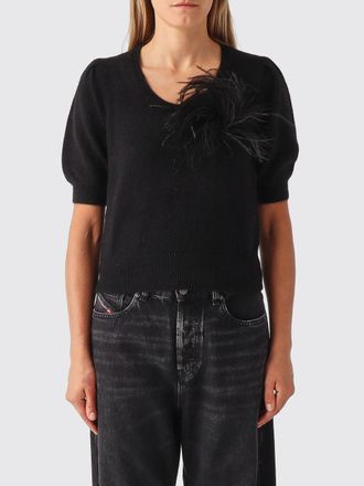 Twinset Cropped Wool-Blend Jumper with Short Puff Sleeves and U-Neck
