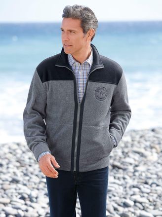 Catamaran Fleecejacke CATAMARAN, Herren, Gr. 44/46, grau (grau, meliert), 100% Polyester, gemustert, mehrfarbig, Jacken Fleecejacke