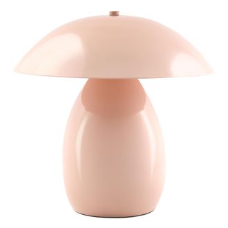 Beliani L&aacute;mpara De Mesa Moderna Con Pantalla De Hierro Una Luz 30 Cm Forma De Seta Rosa Pastel Sigi