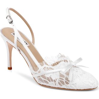 Badgley Mischka Oakville Slingback Pump in White Satin at Nordstrom, Size 9.5