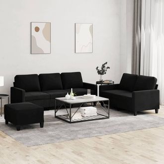 vidaXL Vidaxl - Juego De Sof&aacute;s Con Cojines 3 Piezas Terciopelo Negro
